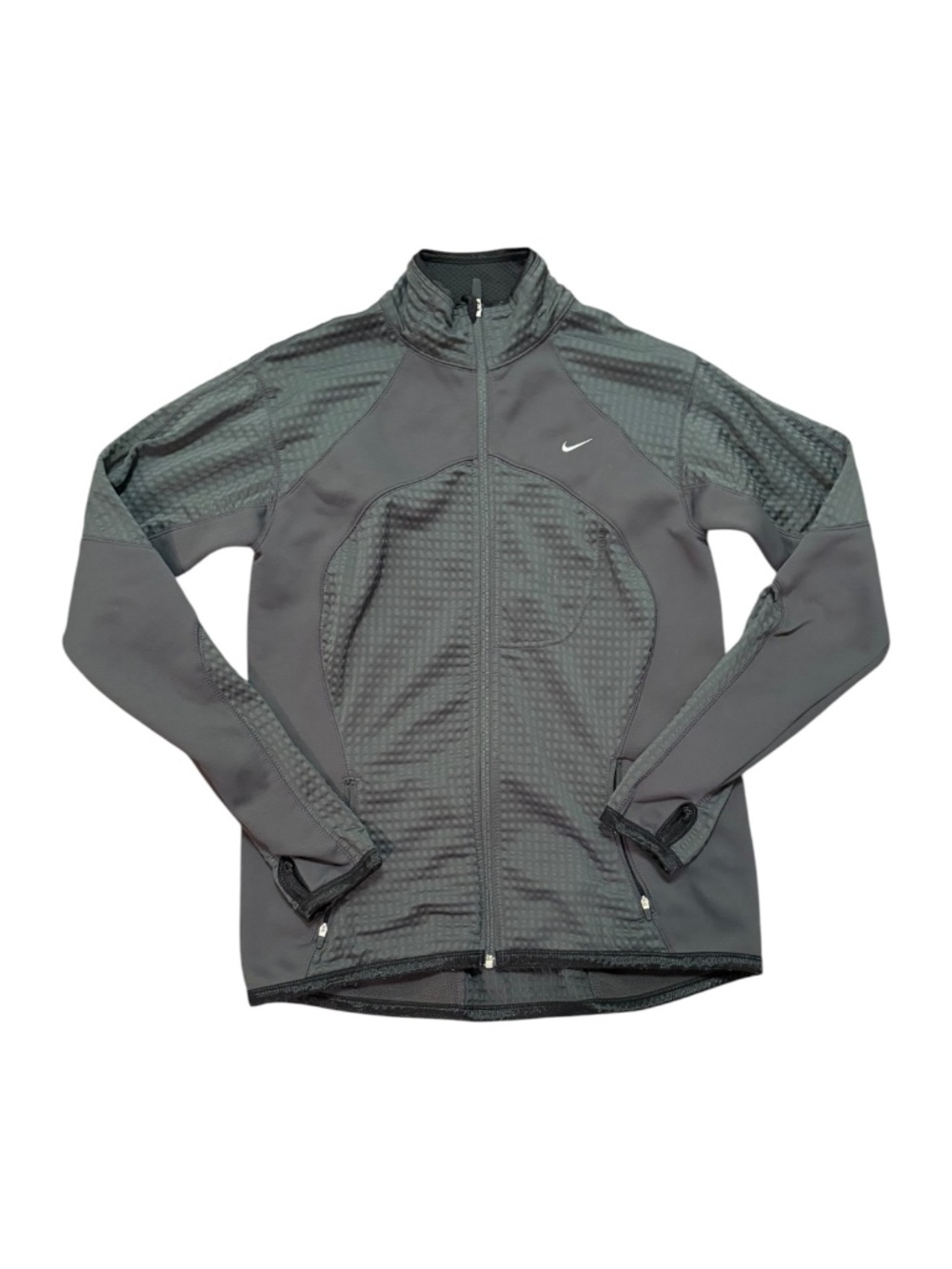 Nike Fit Therma Full Zip Jacket Women's Large Gray Black Athletic Running